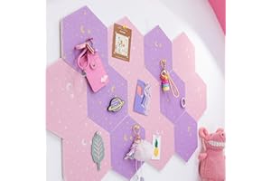 Meideli Adhesive Hexagon Pin Board Bulletin Board Girls Room Decor College Dorm Room Essentials for Girls Things for Teen Girls Room 3PCS Purple