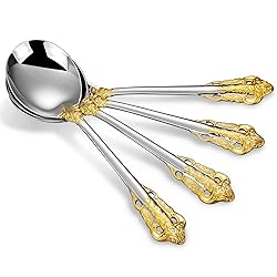 KEAWELL Gorgeous Round Soup Spoon, Set of 4, 18/10