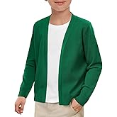 Haloumoning Boys School Uniform Cardigan Sweater Kids Knit Open Front Long Sleeve Outerwear 5-14 Years