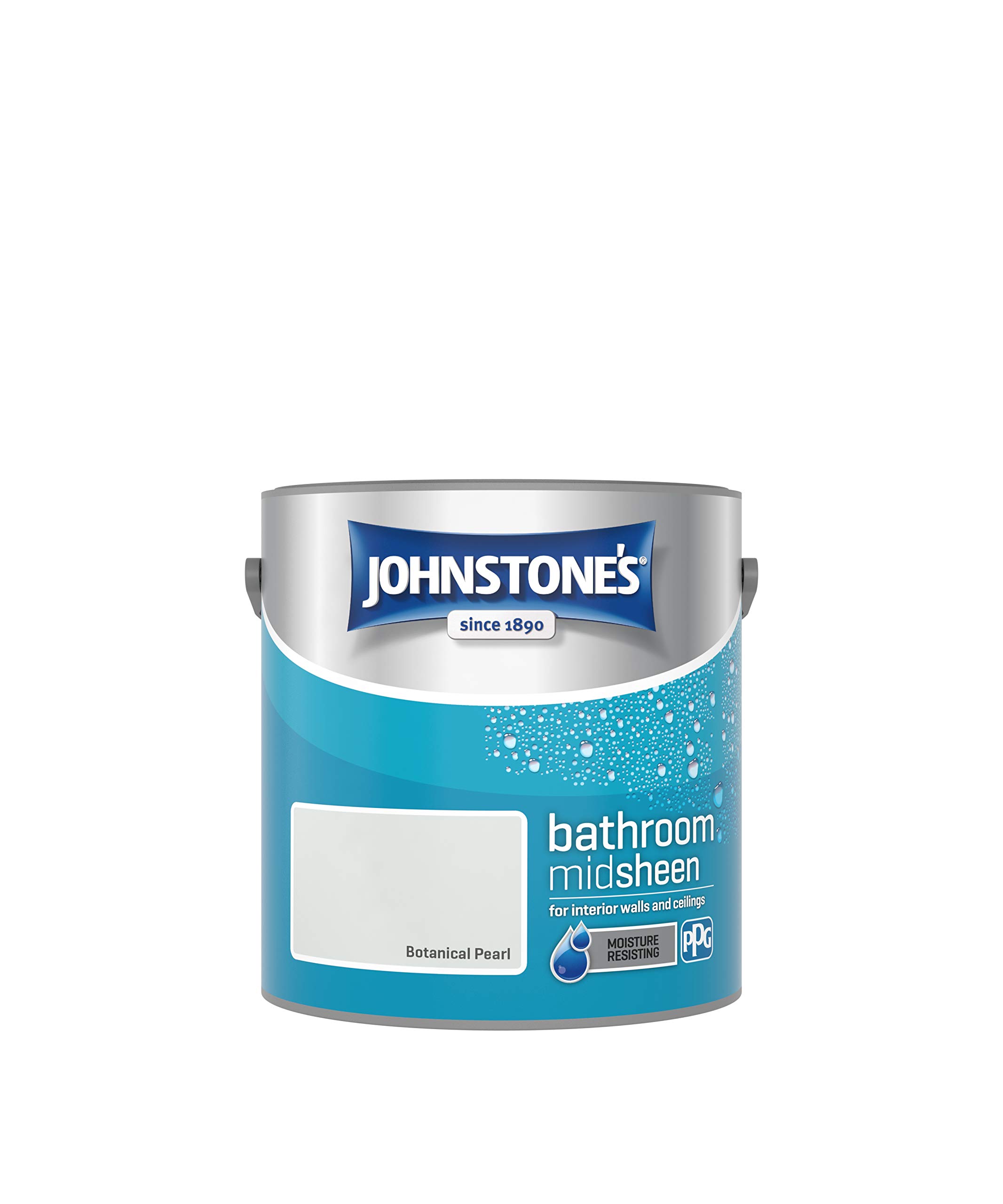 Johnstone's - Bathroom Paint - Botanical Pearl - Mid Sheen Finish - Stain Blocker Paint - Use in Moist & Damp Areas - Low Odour - Dry in 1-2 Hours- 12m2 Coverage per Litre - 2.5L