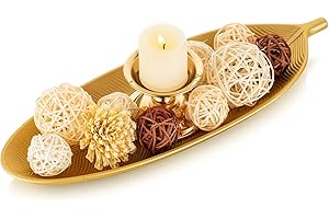 Hanobe Leaf Wooden Decorative Tray: Leaf Shaped Wood Key Tray Decor Leaves Bowl for Crystal Small Candle, Gold