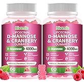 Blivsmlie 2 Pack Liposomal D-Mannose Gummies 4000mg Complex Cranberry 1500mg & Hibiscus,High-Potency Formula for Women Urinary Tract & Immune Support,Liver, Bladder Flush Cleanse Wellness Supplement