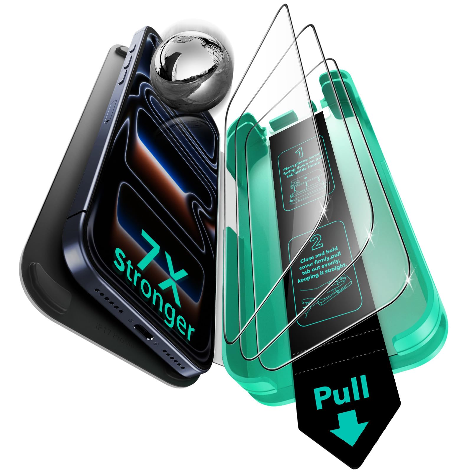 Photo 1 of ESR 3 Pack 9H+ Glass for iPhone 17 Pro Screen Protector, [Military-Grade Shatterproof], with AR Anti-Reflective Technology, Armorite Ultra-Tough Tempered Glass with Ultra Fit Tray