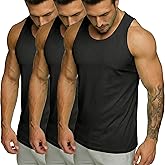 MAGCOMSEN 3 Pack Men's UPF 50+ Tank Top Quick Dry Summer Workout Muscle Sleeveless Shirts for Swim Beach Bodybuilding