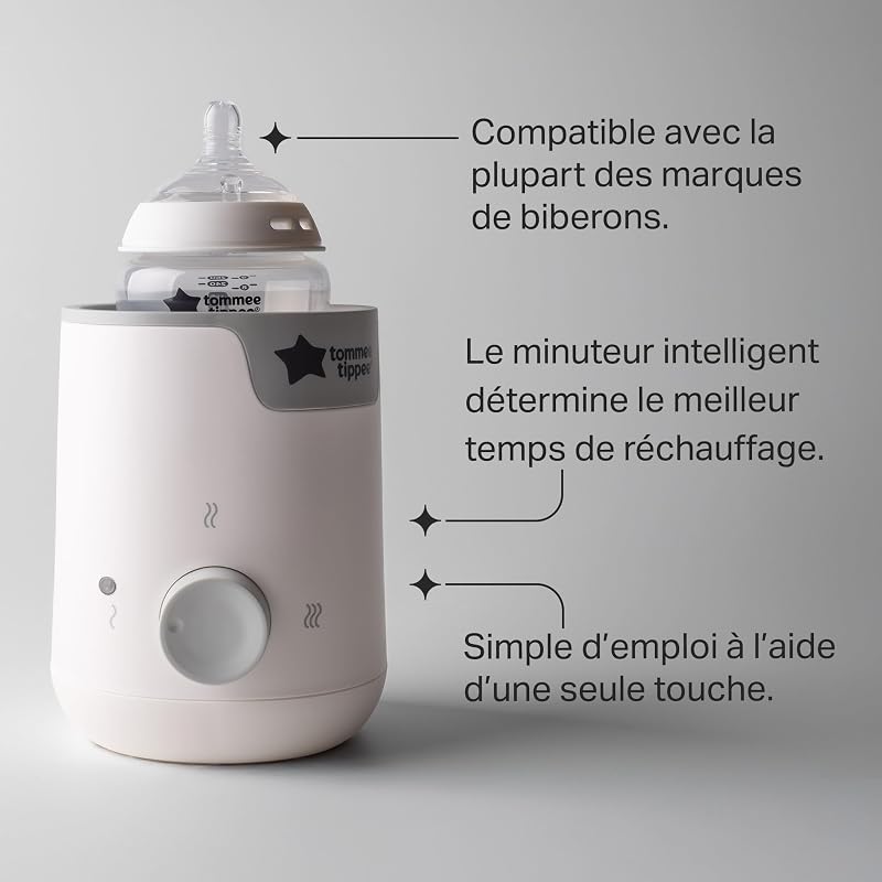 Easiwarm Chauffe-biberons et Petits Pots Électrique, Blanc, Réchauffe les Biberons en Quelques Minutes, Minuteur Automatique, Un Cadran