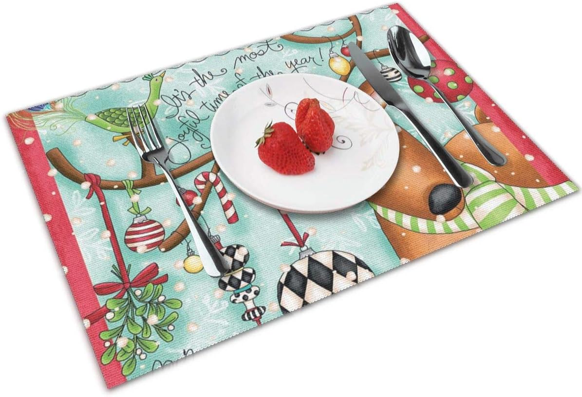 Merry Reindeer Merry Christmas 4Piece placemat for
