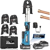 SWANSOFT Pro Press Tool, 32KN 18V 4Ah Hydraulic Copper Crimping Tool Electric with 4 US Standard Jaws 1/2", 3/4'', 1", 1-1/4"