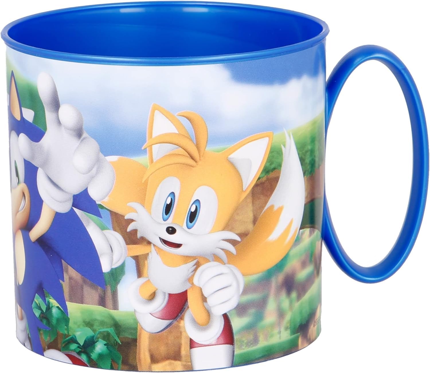 Golddunes Cartoon Kids Character Cute Mini Tiny Mug 265ML Drinking Re-Usable Plastic Cup Microwave Safe 7.5cm x 7.5cm (Blue Sonic)