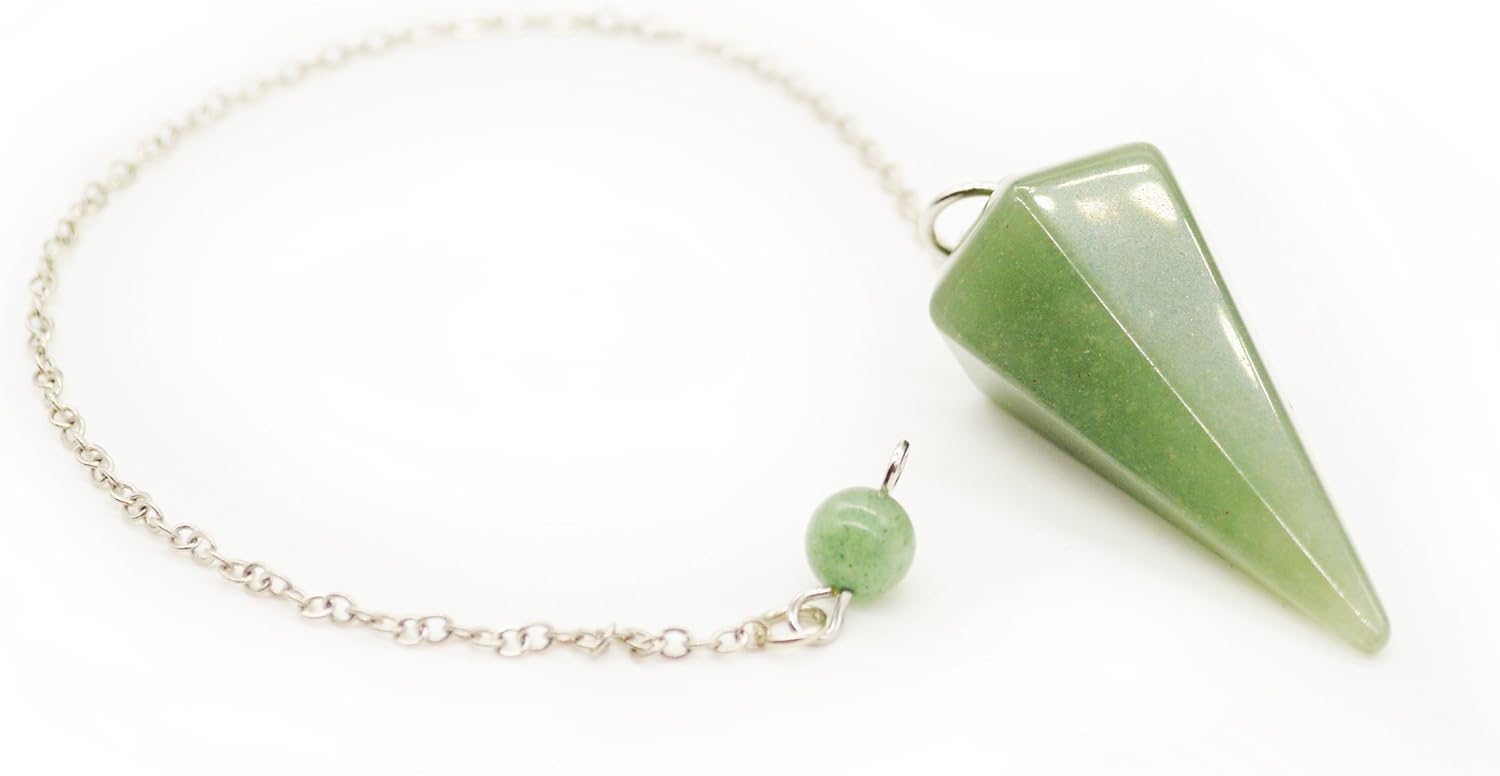Polar Jade Dowsing Pendulum Made of Natural Green Aventurine Crystal for Divination Chakra Reiki. Pointed with Chain and Jewelry Pouch - Image 4