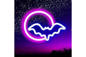 SEMETOR Neon Signs, Moon and Bat LED Neon Lights, Neon Light Sign for Wall USB/Battery Powered Led Neon Sign for wall decor, bedroom, Kids Gift, Living Room, Bar, Party, Christmas, Wedding, Halloween