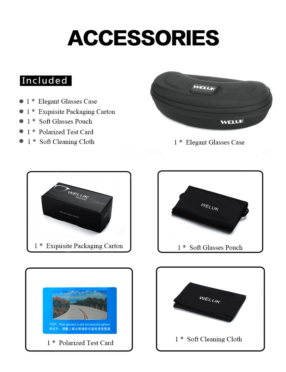 WELUK Wayfarer Sunglasses Polarized Women Men 60mm Round Retro Large Lens (Black & Green, 60)