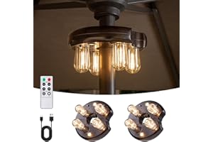 OPOIRA Patio Umbrella Light with Remote Control, Rechargeable Cordless LED Edison Bulbs Pole Light with 10 Brightness Levels for Garden, Patio, Backyard, Camping or BBQ - Brown (2 Pack)