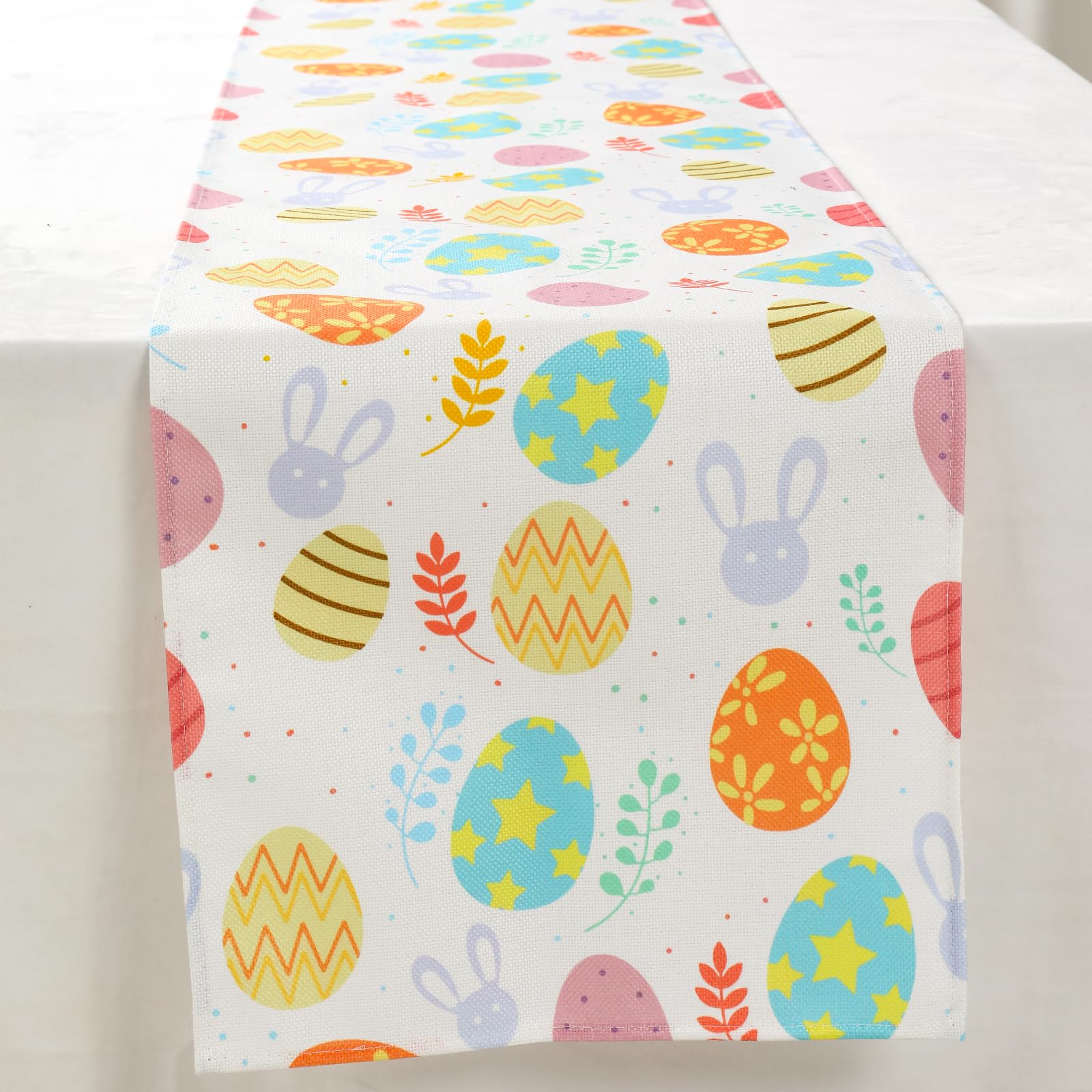 spar-home® Easter Table Runner - Decorative Easter Tablecloth Linen Look 33 x 183 cm Tablecloth as Easter Decoration Table Decoration (Colourful Y0181C)