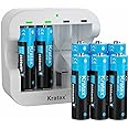 Kratax Rechargeable Lithium AA Batteries 8 Pack 1.5v 3500mWh li-ion Rechargeable Batteries with 2h Battery Charger, 1600 Cycles Long-Lasting, Constant Voltage Output for Game Controller, Electric Toy