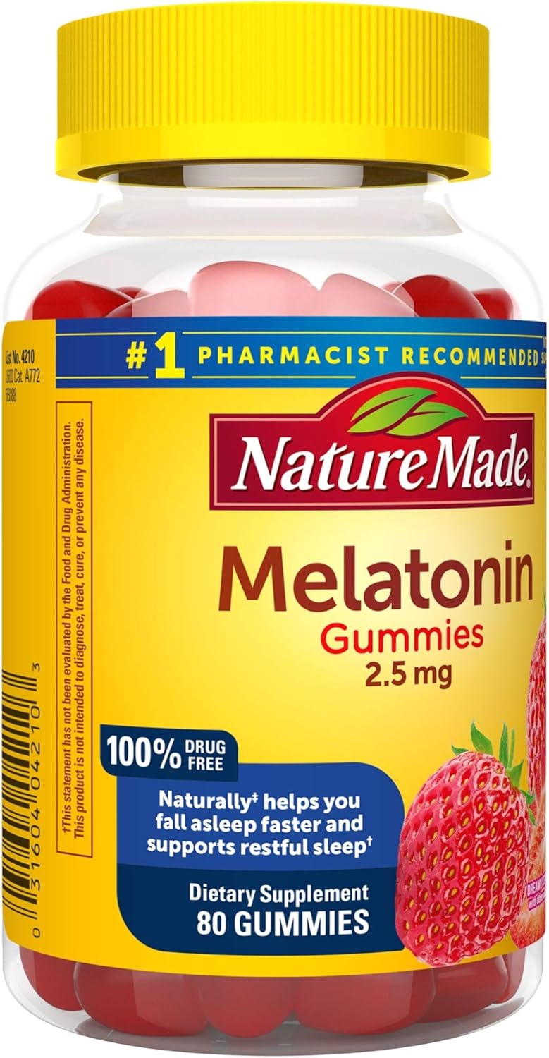 Nature Made Melatonin Gummies 2.5 mg, 80 Count for Supporting Restful Sleep: Health & Personal Care