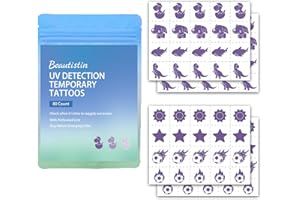 UV Temporary Tattoos Stickers for Sunscreen - 80 Count UV Detection Temporary Tattoos Stickers, Know When to re-Apply Sunscre