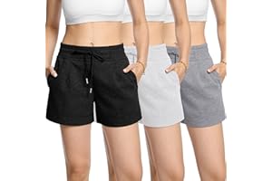 BVNSOZ 3-4 Pack Womens Athletic Shorts High Waisted Workout Shorts Drawstring Running Gym Shorts with Deep Pockets