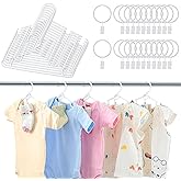 Hsei 30 Packs Nursery Baby Hangers with Ring Clips, Toddler Hangers, Kids Plastic Clothes Hanger for Infant Children Pants Closet Coat Skirts Socks(White)