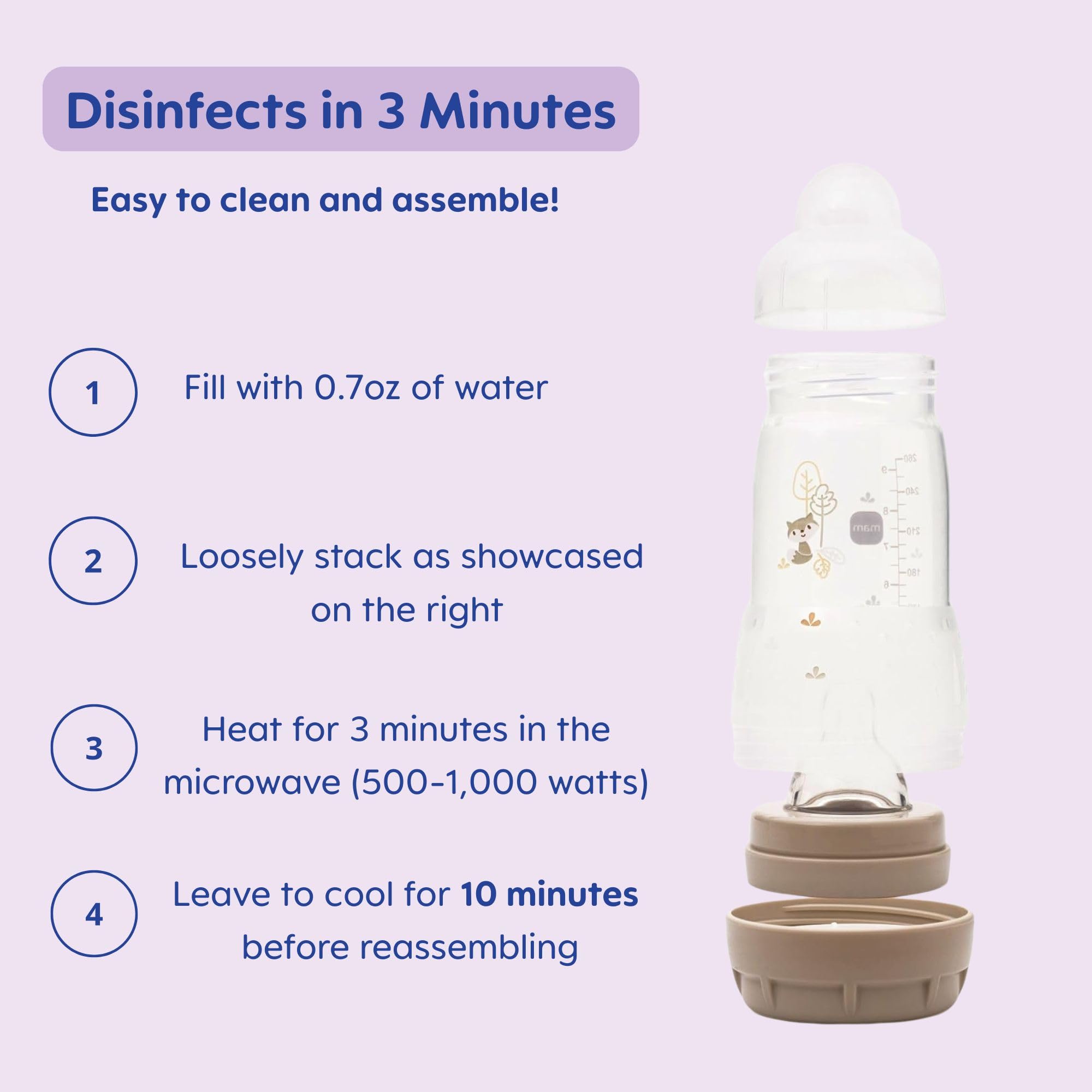 MAM Easy Start Anti-Colic Baby Bottles, Extra Slow Flow, Breastfeeding-Like Silicone Nipple Bottle, Reduces Colic, Gas, & Reflux, Easy-to-Clean, BPA-Free, Vented Baby Bottles for Newborns, 0-3 Months