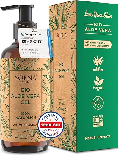 Aloe Vera Gel BIO - Vegan | Mit PUREM BLATTSAFT | 100% NATÜRLICH & REIN | Feuchtigkeitscreme Gesicht & Körper | Feuchtigkeitspflege - Made in Germany | Bio Aloe Vera Gel - After Sun