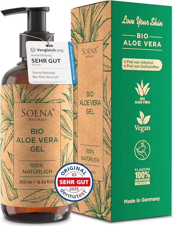 Aloe Vera Gel BIO - Vegan | Mit PUREM BLATTSAFT | 100% NATÜRLICH & REIN | Feuchtigkeitscreme Gesicht & Körper | Feuchtigkeitspflege - Made in Germany | Bio Aloe Vera Gel - After Sun