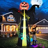 10.3Ft Halloween Inflatable Pumpkin Ghost, Halloween Blow Up Yard Decoration with LED Lights and Scary Sound for Halloween Outdoor Decoration, Giant Inflatables Ghost Yard Prop