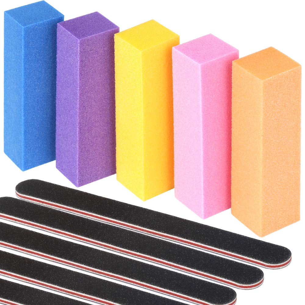 Nail Files And Buffers, Teenitor 100/180 Grit Emery Board Double Sided Professional Manicure Tool Buffer And Shine Block Kit Nail Care Products 10pcs/Pack : Beauty