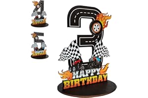 LCOOR Truck Birthday Number Sign Centerpiece, Truck Wooden Decoration Photo Props for Truck Birthday Decorations (3rd)
