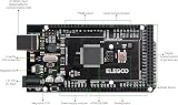 ELEGOO Mega 2560 R3 Controller Board Compatible with Arduino IDE USB Cable Black view 3