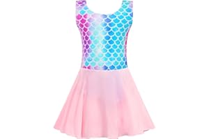 TENVDA Girls Ballet Leotards with Skirt Sparkly Sleeveless Gymnastics Dance Dresses Outfit (Toddler/Little Kid/Big Kids)