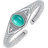 Natural Gemstone Statement Cuff Bangle Bracelets for Men Women – Handmade 925 Silver Plated Birthstone Jewelry – Adjustable Size for Perfect Fit – Ideal Gift for Birthdays, Anniversaries & Special Occasions