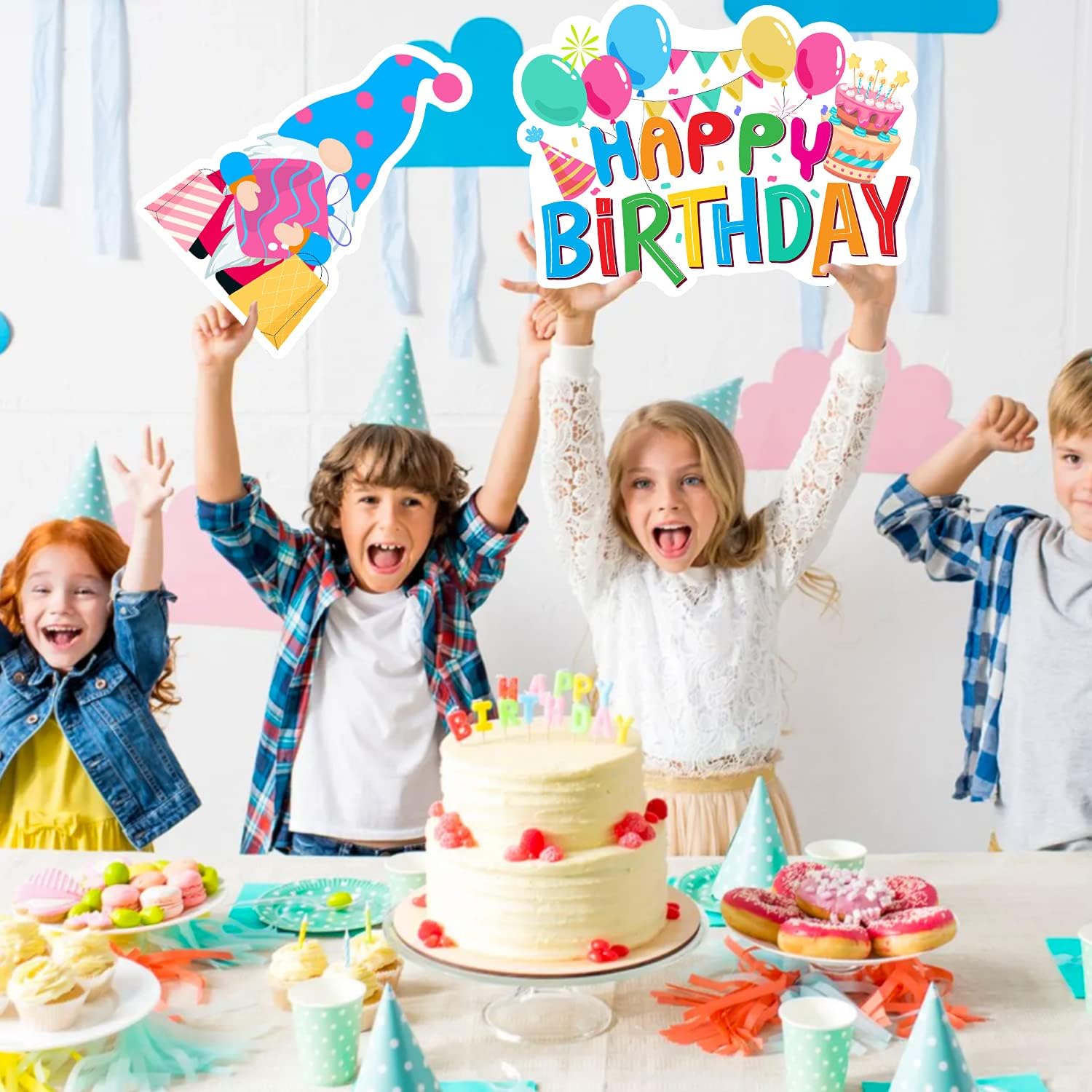 WATINC 5Pcs Happy Birthday Gnomes Yard Signs with Plastic Stakes Single Sided Printing Waterproof Birthday Cake Gnome Balloons Ribbons Gift Bday Party Decorations Supplies for Outdoor Lawn Garden : Garden & Outdoor
