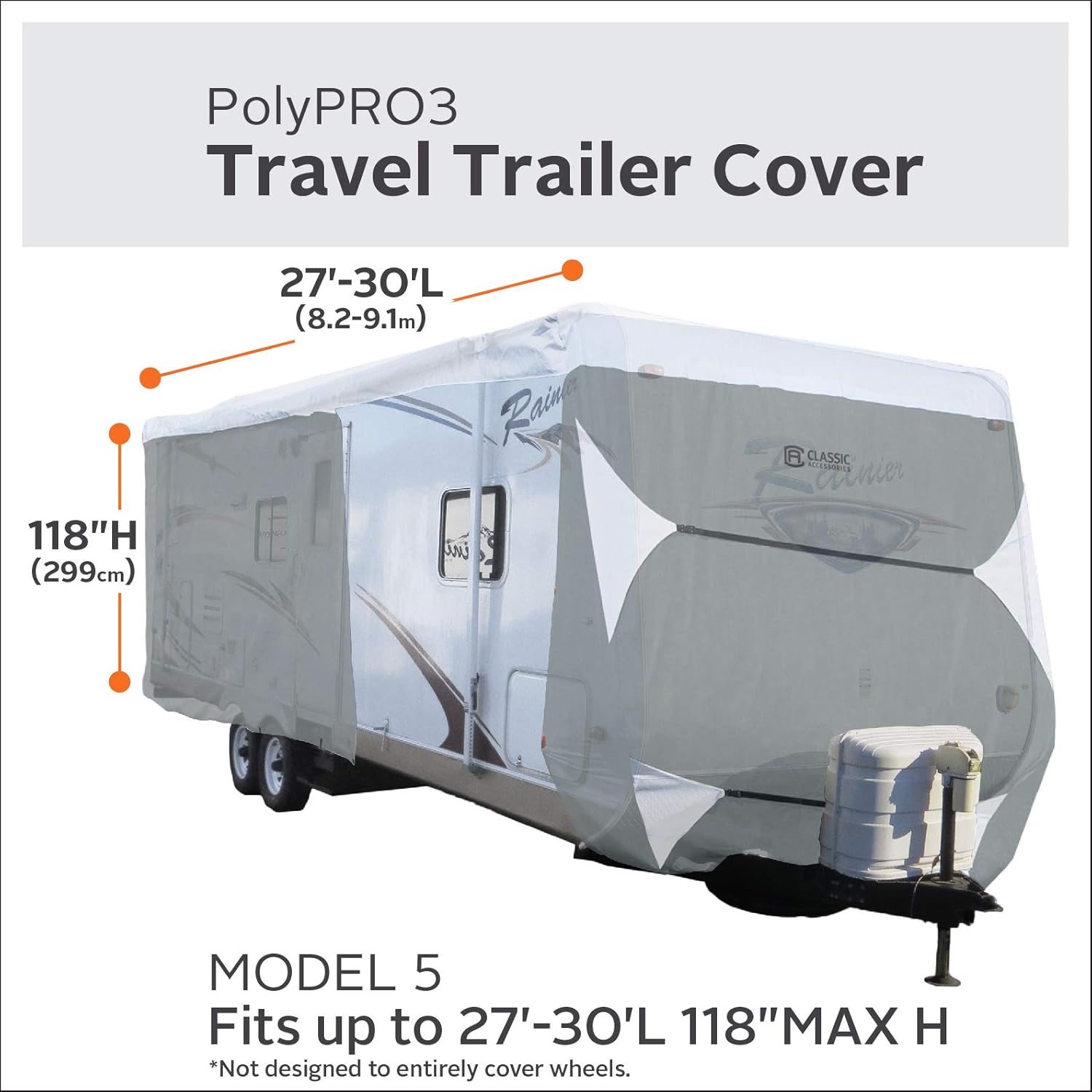 Classic Accessories Over Drive PolyPRO3 Deluxe Travel Trailer Cover or Toy Hauler Cover, Fits 27' - 30' RVs (73563): Automotive