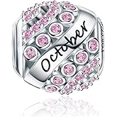 FOREVER QUEEN Birthstone Charm for Bracelet - 925 Sterling Silver Bead Openwork, Happy Birthday Charm for Necklace - Valentine's Day Mother's Day Gift