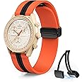 Bands for Moonswatch Watch,20mm Soft Silicone Strap Compatible with Omega x Swatch MoonSwatch Speedmaster Watch,Quick Release Magnetic Buckle Waterproof Replacement Strap for Swatch Omega Men Women