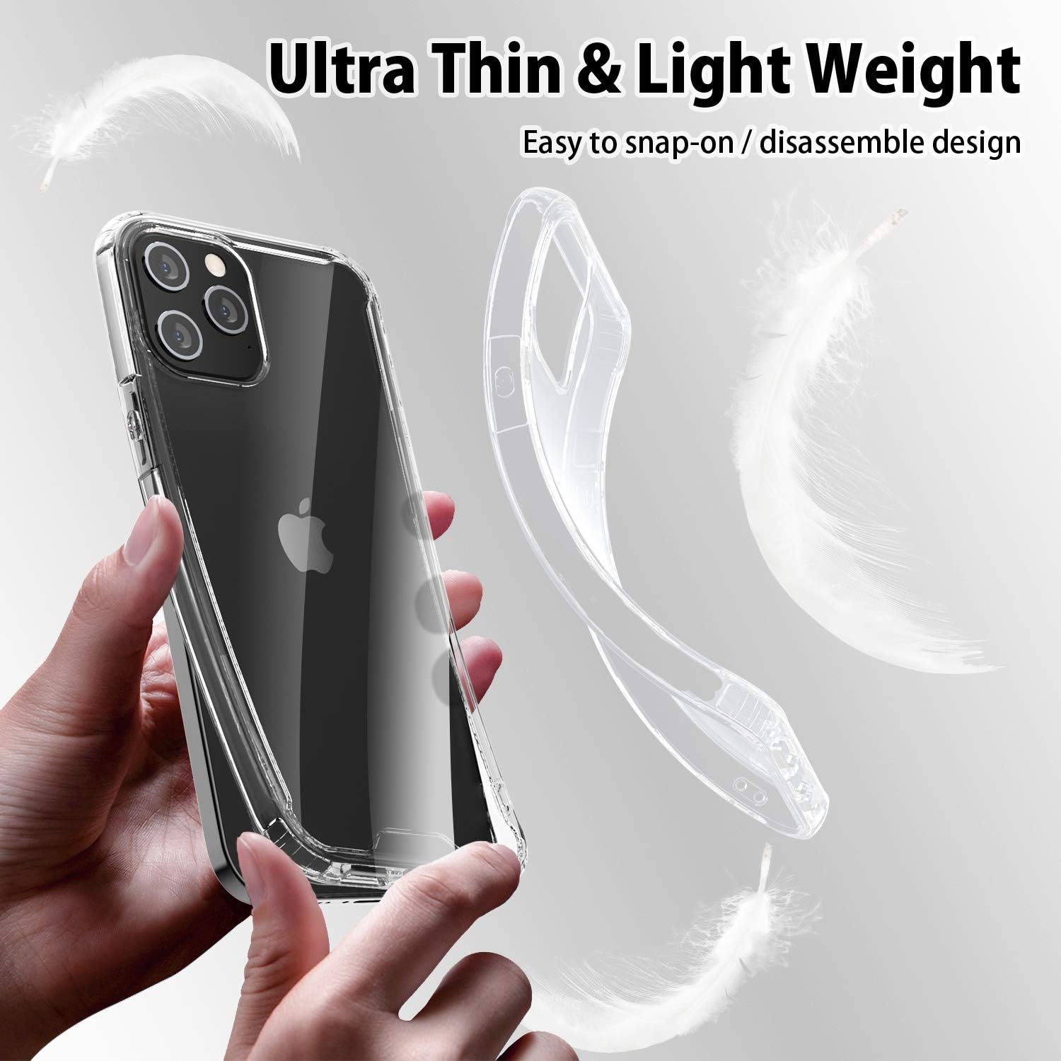 Temdan for iPhone 12 Case/iPhone 12 Pro Case 6.1" [Drop Protection] [Shock-Absorbing Corners] Acrylic Case for iPhone 12/iPhone 12 Pro 2020 6.1inch – Clear