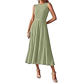 BTFBM Women Tank Midi Dress Summer Crewneck Sleeveless Pleated A Line Business Casual Formal Sweater Spring Dresses 2026