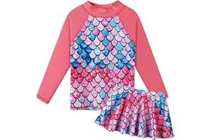 BAOHULU Girl's Two-Piece Long Sleeve Swimsuits UPF50+ Rash Guard Kids Bathing Suit