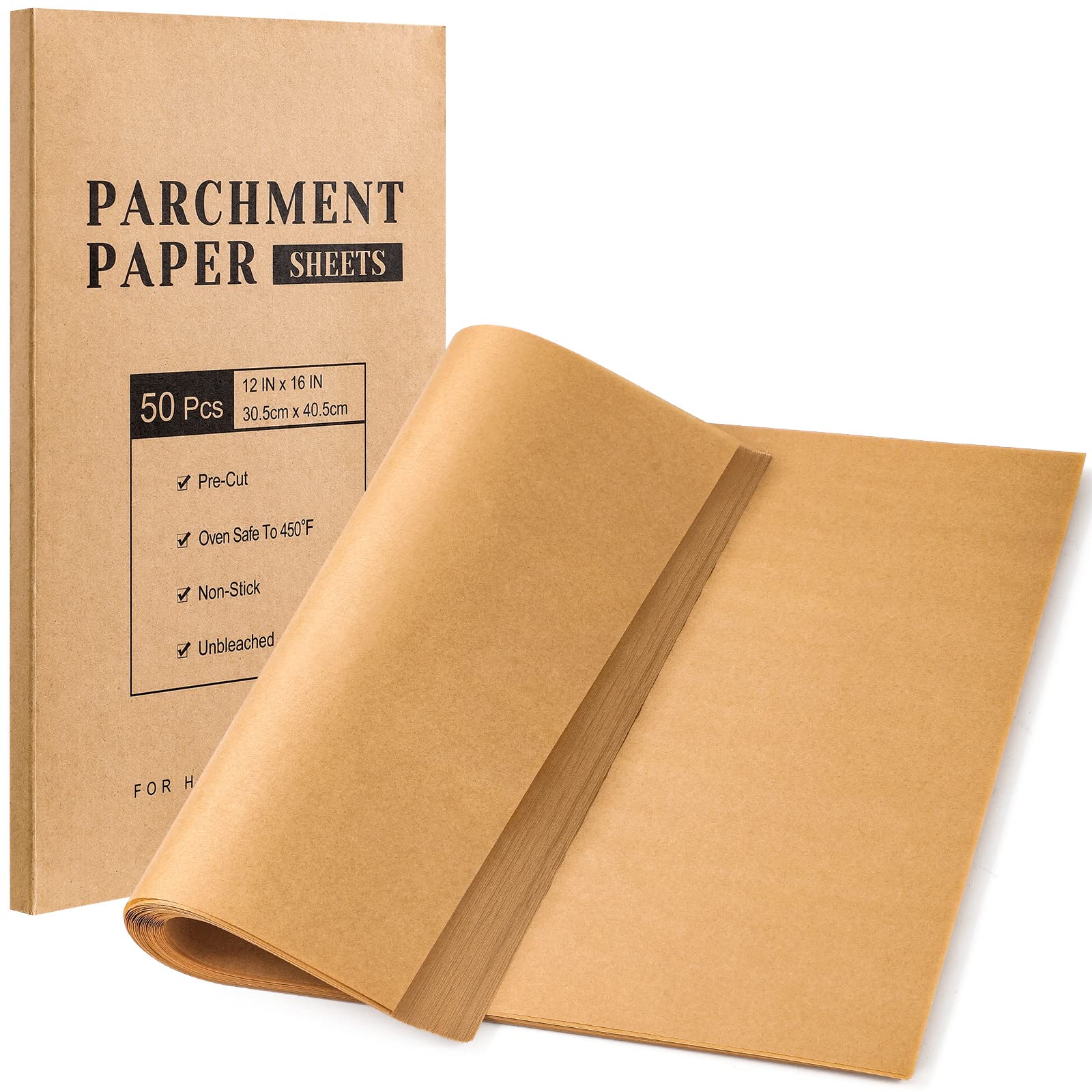 Photo 1 of VITEVER Parchment Paper Sheets, Unbleached Parchment Baking Sheets, Precut Parchment Paper 12 x 16 IN, Non-Stick Parchment Paper for Baking Grilling Air Fryer Steaming Bread Cake Cookie - 50 Count