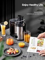 FOHERE Centrifugal Juicer 900W, 3” Feed Chute, 3 Speed, Silver view 7