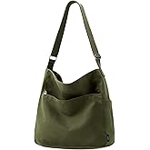 KALIDI Canvas Tote Bag Large Hobo Crossbody Shoulder Handbag Zipper Messenger Bag for Women or Men Casual College Work
