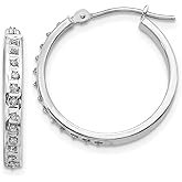 14k White Gold Hoop Earrings for Women with Channel Set Round Cut Diamonds, Elegant Hinged Hoops for Daily Wear or Formal Events, Classic Fine Jewelry with Timeless Sparkle and Sophisticated Design