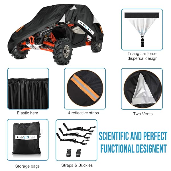 HAYCOVER UTV COVER WATERPROOF HEAVY DUTY OXFORD CLOTH ALL WEATHER PROTECTION COVERS FOR CAN-AM MAVERICK X3 POLARIS RZR/XP TURBO S YAMAHA KAWASAKI TERYX KRX UTV ACCESSORIES, 2-3 SEATER-PLUS