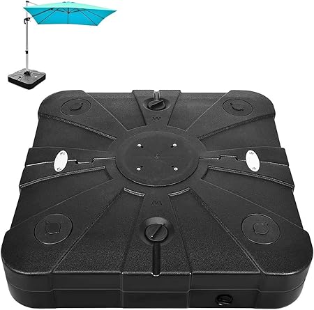 Amazon Com Giantex 260lbs Offset Patio Umbrella Base With Wheels Water Sand Filled Square Umbrella Base Stand For Cantilever Umbrella Cantilever Base Weight With Crossbar Garden Outdoor