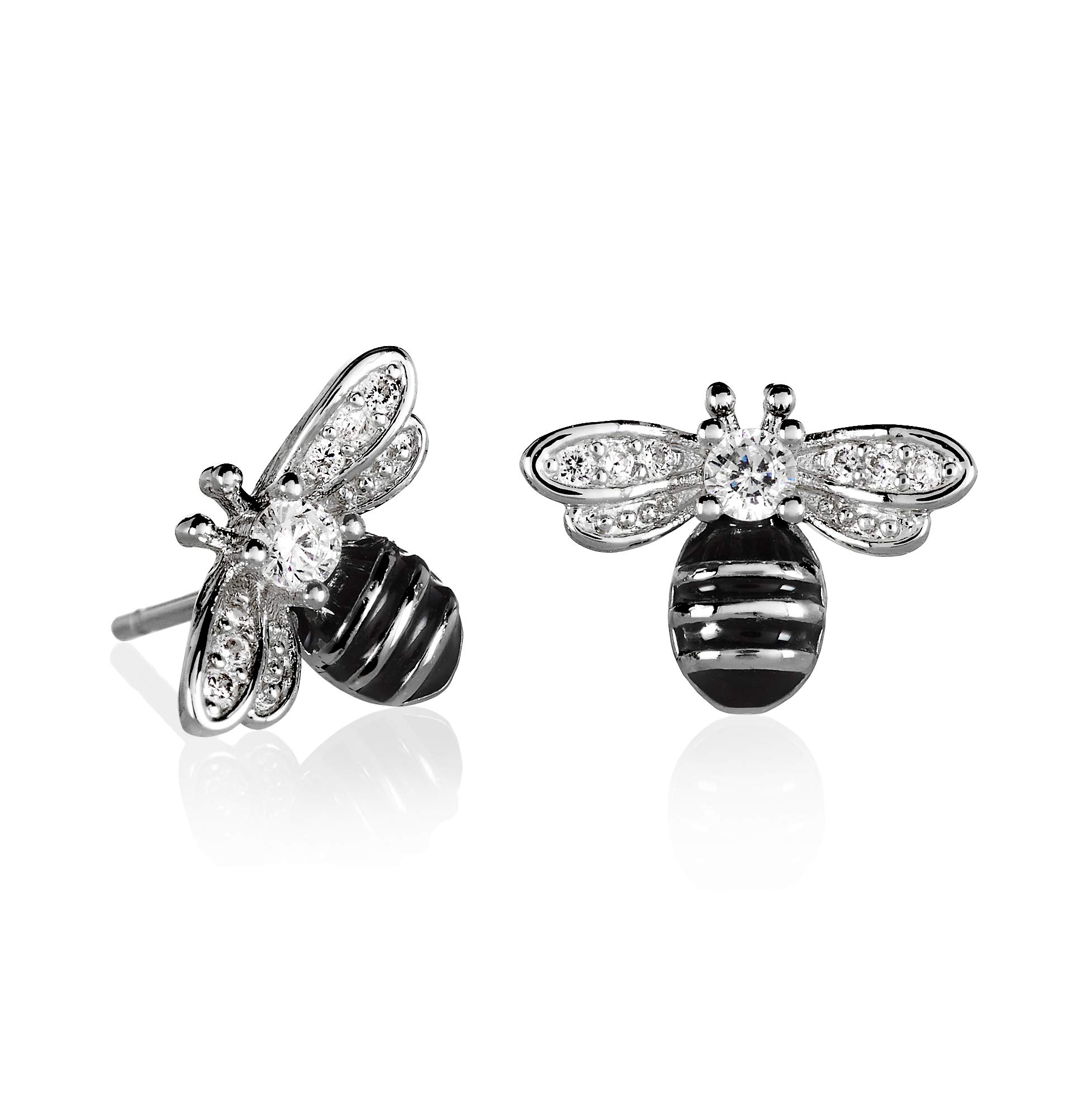 Namana Bumble Bee Stud Earrings for Women, Silver, Gold or Rose Gold Bee Earrings for Women, Bee Jewellery Gifts for Women
