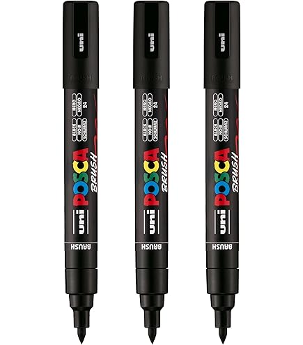 Amazon.com: Uni Posca Paint Marker PC-3M Black, 3 Pens Pack(Japan