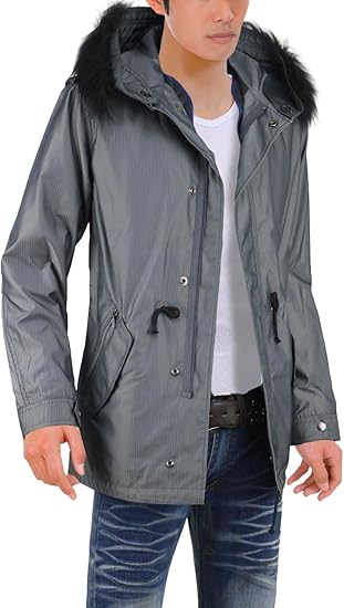 Amazon ビジネスコート メンズ コート ビジネス ライナー リアルファー スーツコート モッズコート V 01 グレー Ll コート ジャケット 通販