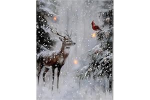 Wall Art, Decorative Panels, Home Accent Pieces, Modern Wall Design, Canvas, Multi Led Canvas Wall Art (Deer In Winter Forest