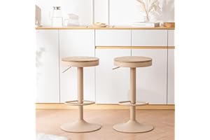 YOUNIKE Wooden Bar Stools Set of 2, Adjustable Counter Height Stools, Rustic Swivel Round Breakfast Bar Stool Vintage Bar Cha