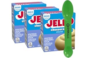 EH95 LLC (Pack of 3) Jello Cheesecake Zero Sugar Instant Pudding and Pie Filling Mix 1 oz - 2 in 1 Measuring Spoon Included